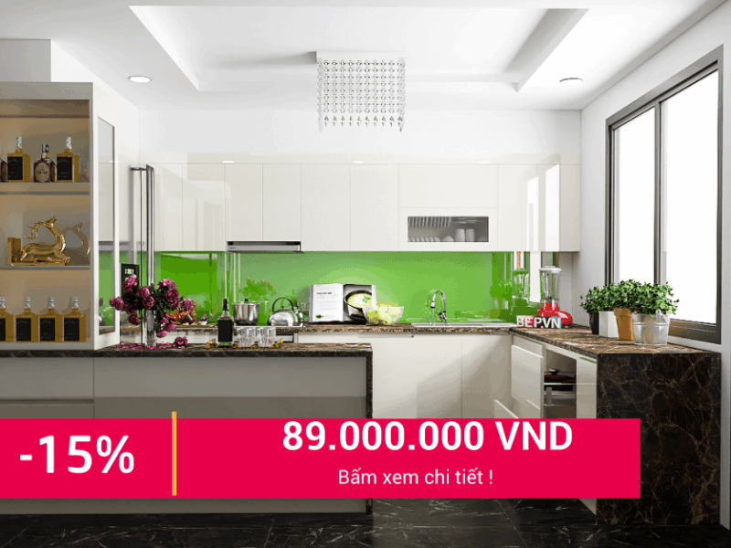 Tủ bếp Acrylic chữ G gia đình cô Hoa