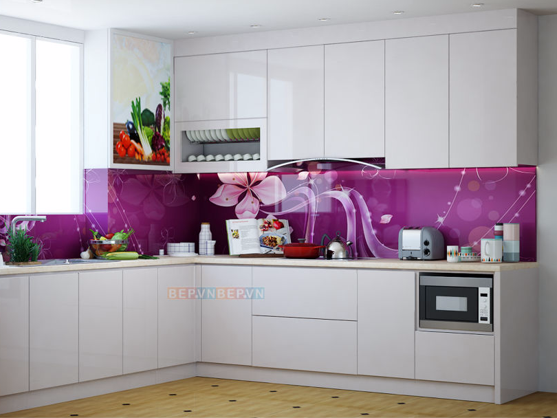 tủ bếp acrylic chữ L anh Hào Cibutra