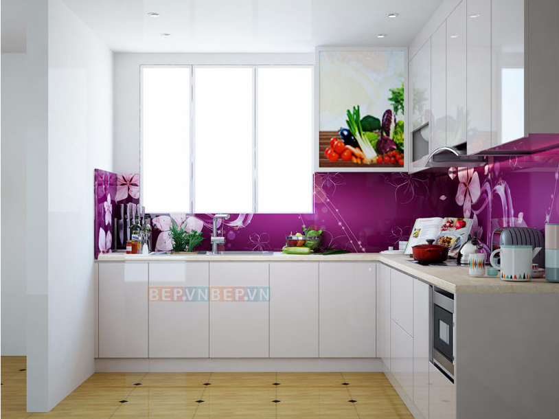 tủ bếp acrylic chữ L anh Hào Cibutra