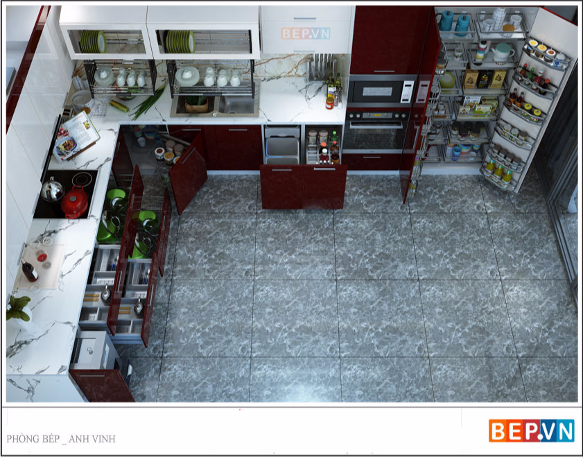 Tủ bếp Acrylic anh Vinh - Lào cai