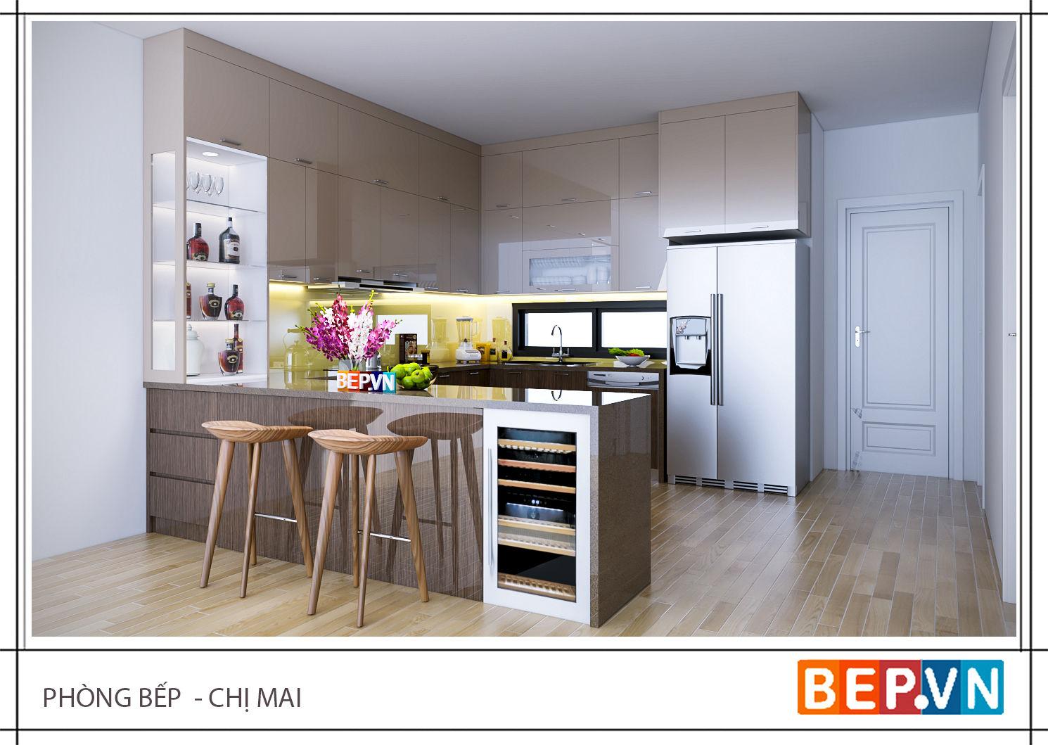 Tủ bếp Acrlyic chị Mai - Ecopark