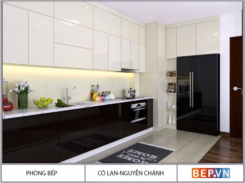 Tủ bếp Acrylic chữ L cô Lan