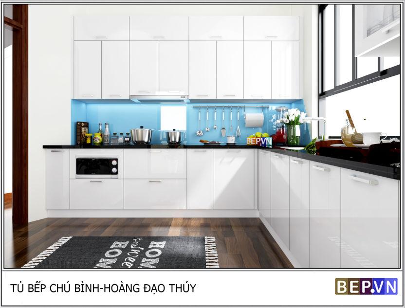 Tủ bếp Acrylic chữ L chú Bình hoàng đạo thúy