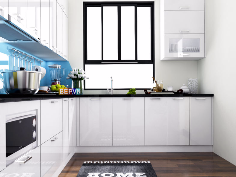 Tủ bếp Acrylic chữ L chú Bình hoàng đạo thúy