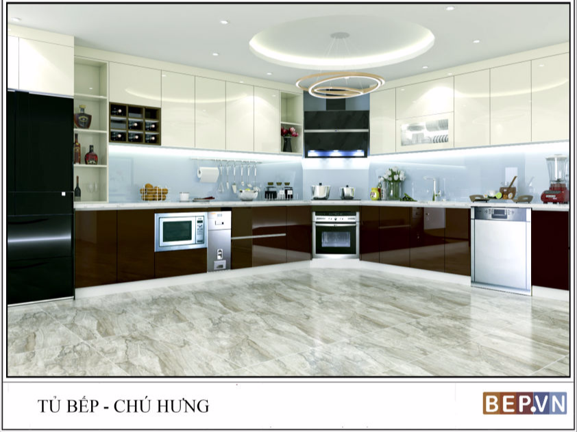 Tủ bếp Acrylic chữ L chú Hưng