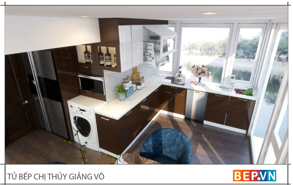 Tủ bếp thiết kế độc đáo nhà chị Thủy - Giang Võ
