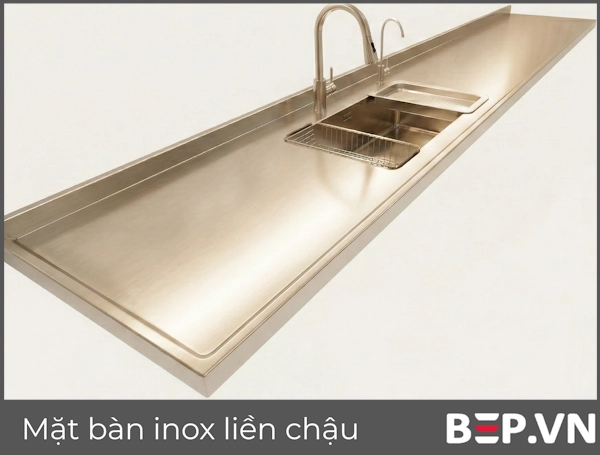 Mặt bàn inox liền chậu dày 4 cm