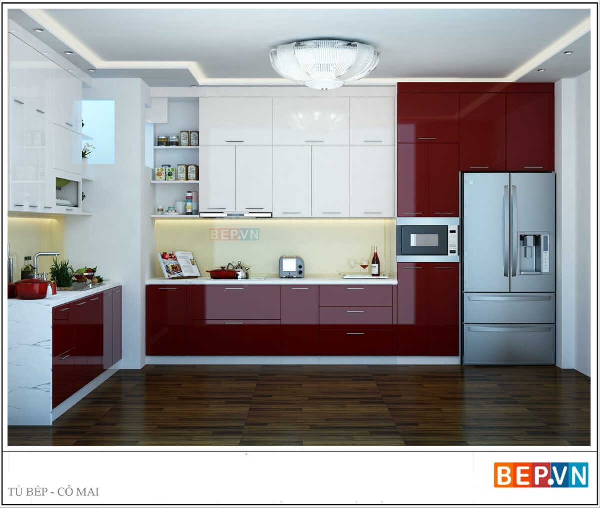 Tủ bếp Acrylic chữ L gia đình cô Mai - Hình ảnh 2