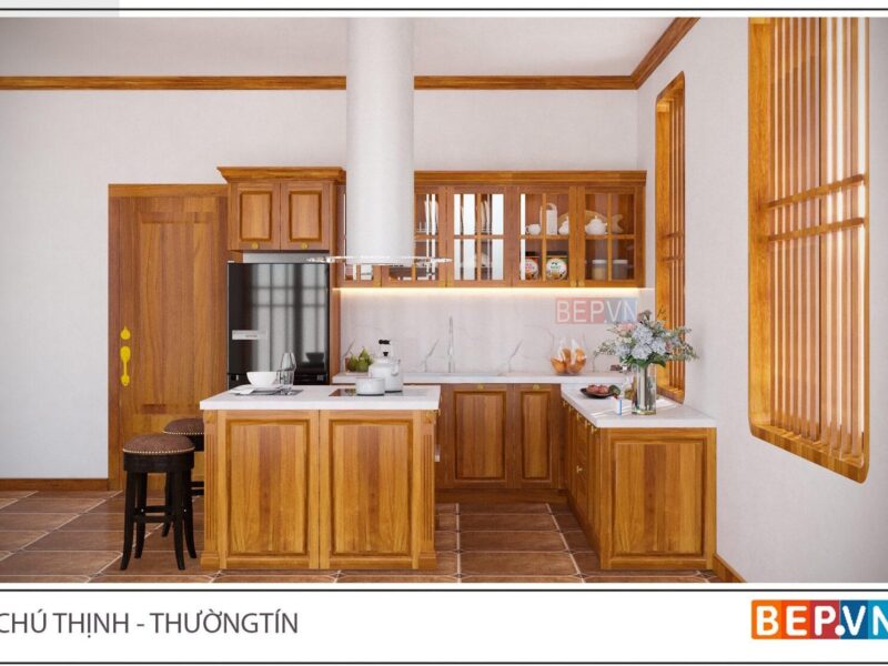 Alternative view of Tủ bếp gỗ Gõ đỏ tự nhiên - Tủ bếp Chú Thịnh Thường Tín