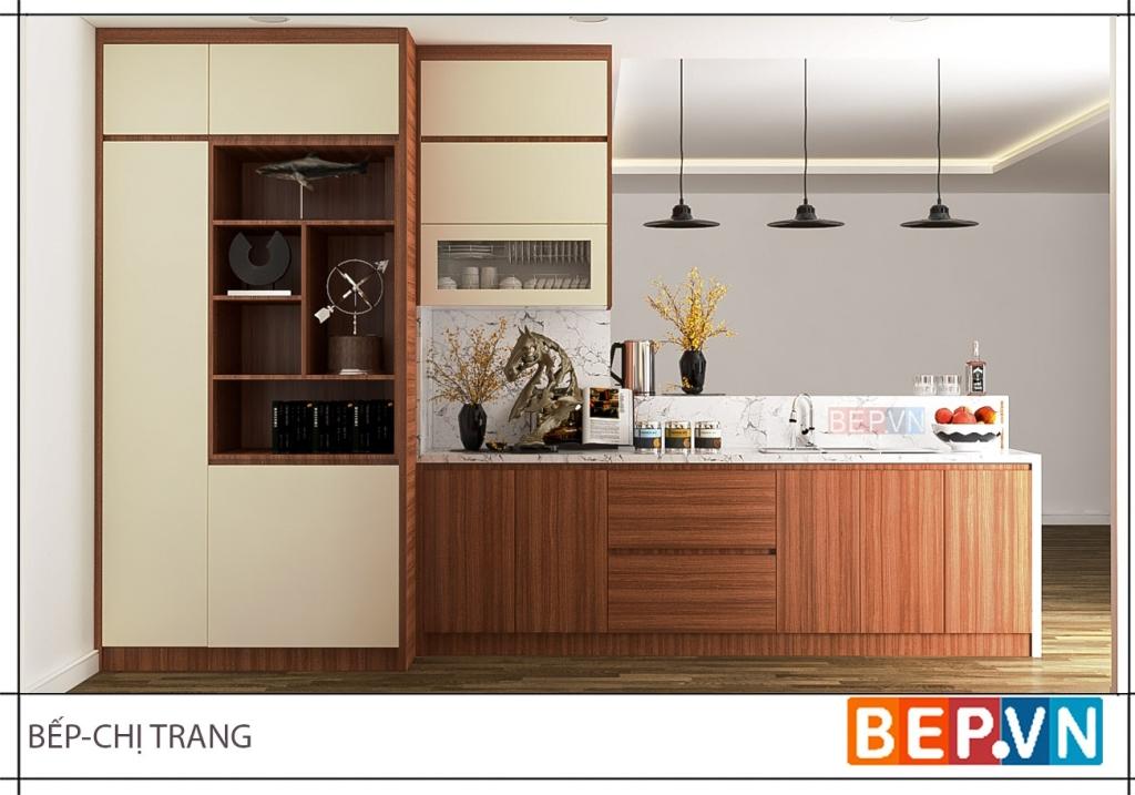 Quầy bar được thiết kế bên một phía của tủ bếp song song Quầy bar được thiết kế bên một phía của tủ bếp song song