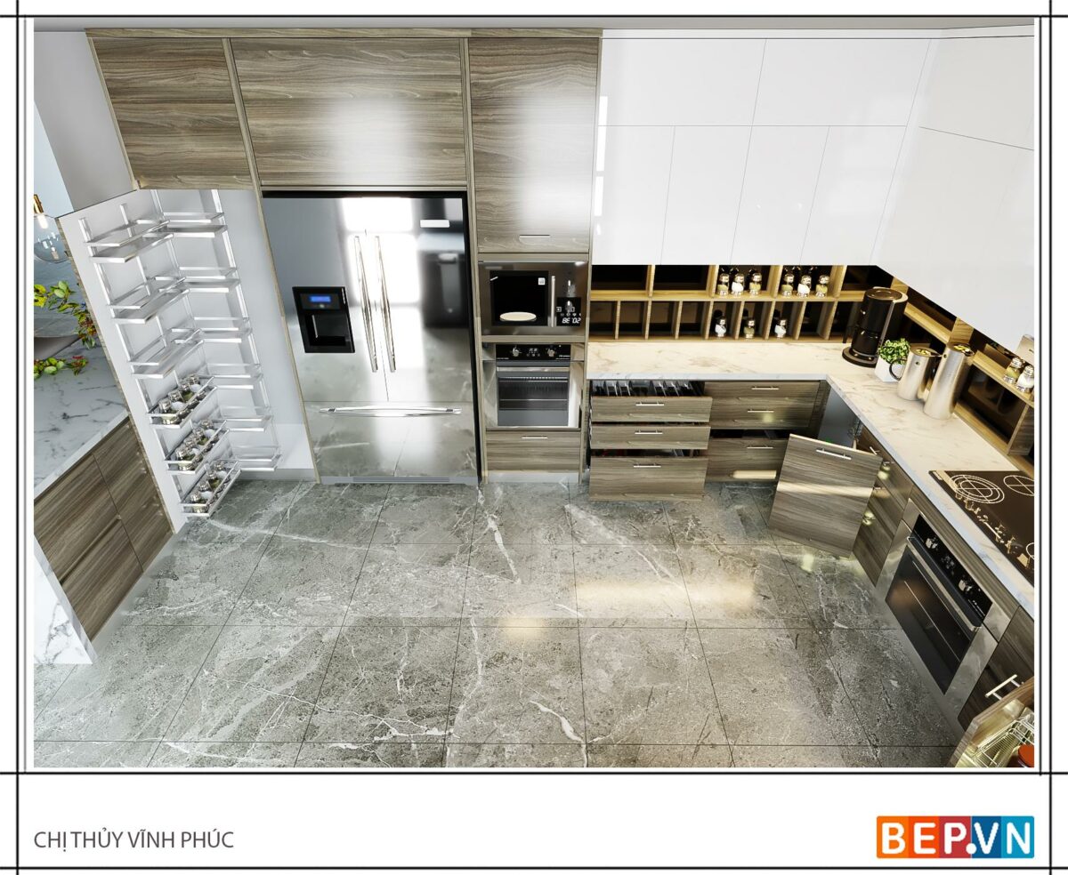 Tủ bếp Acrylic chữ G gia đình chị Thủy - Vĩnh Phúc - Hình ảnh 2