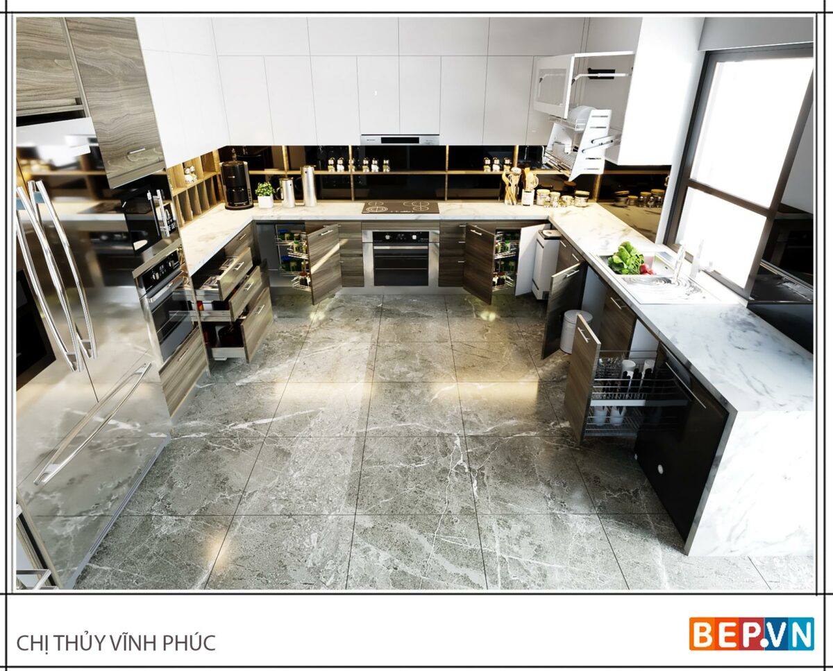 Tủ bếp Acrylic chữ G gia đình chị Thủy - Vĩnh Phúc - Hình ảnh 4