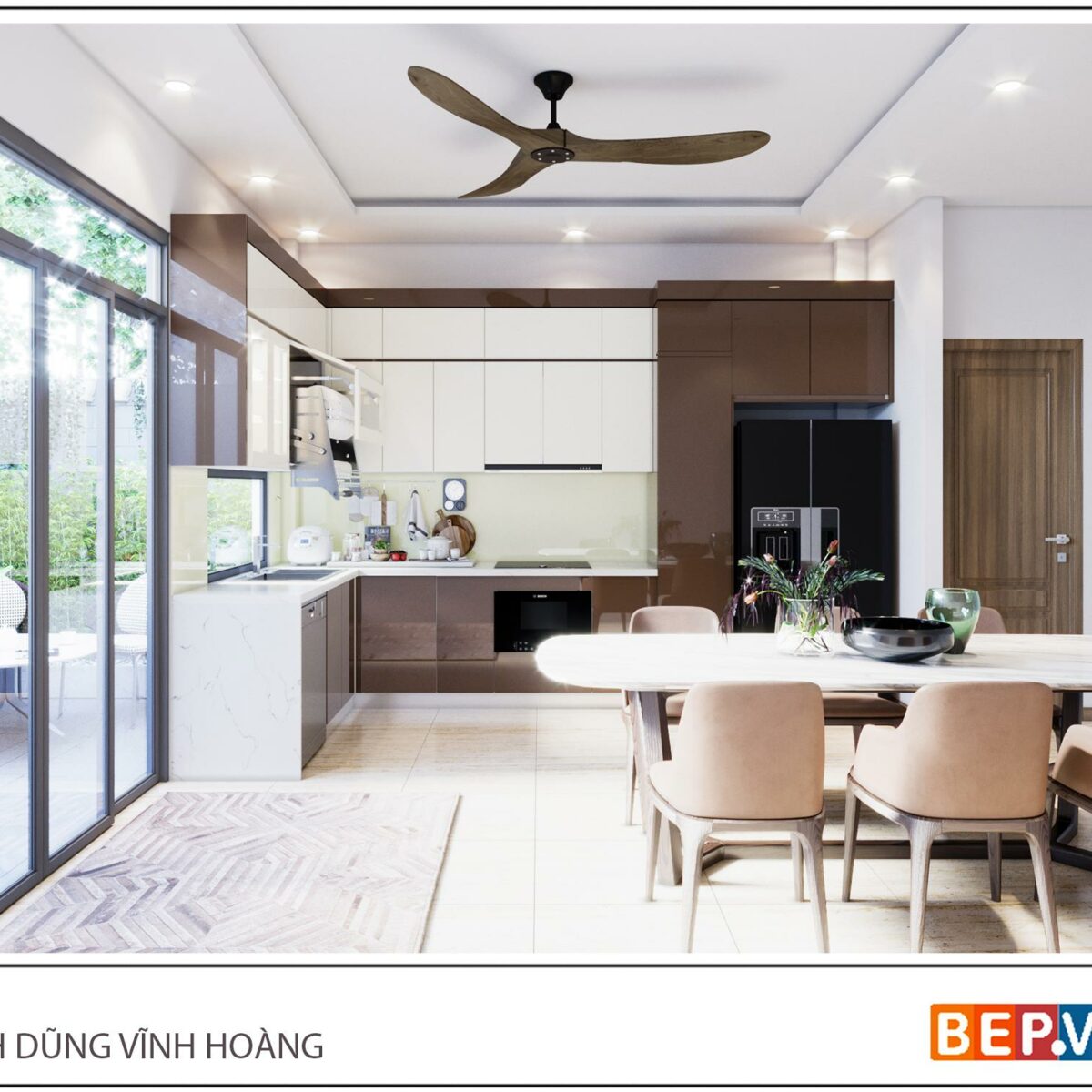Tủ bếp Acrylic chữ L gia đình anh Dũng