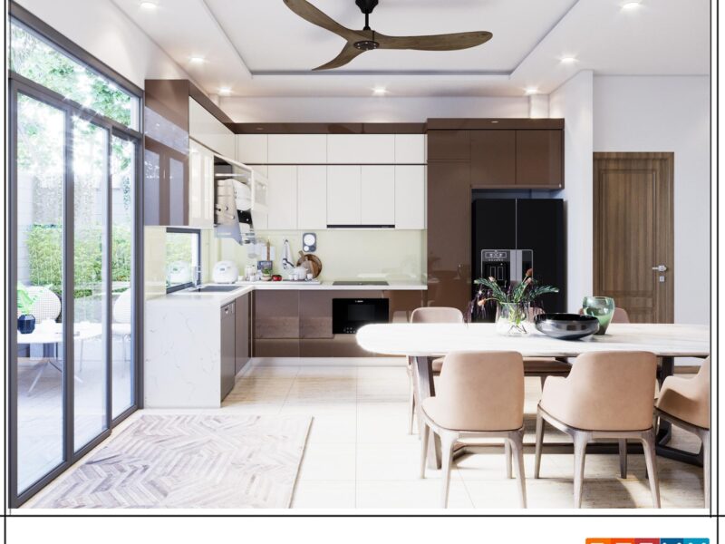 Tủ bếp Acrylic chữ L gia đình anh Dũng