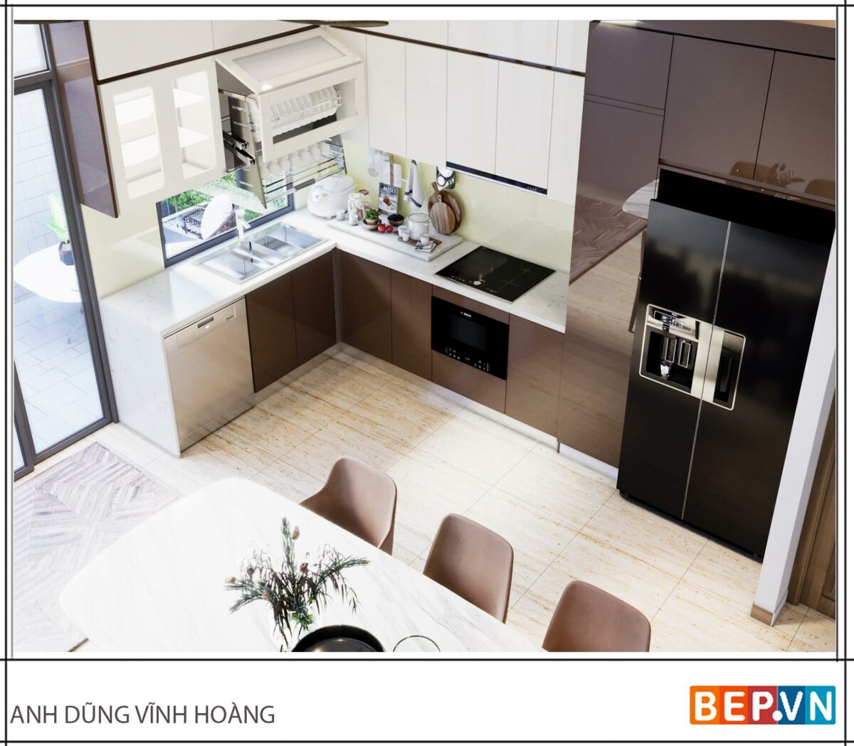 Tủ bếp Acrylic chữ L gia đình anh Dũng - Hình ảnh 2