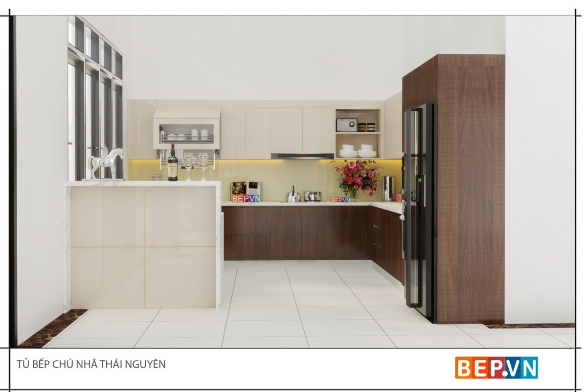 Tủ bếp Acrylic chữ G gia đình chú Nhã - Hình ảnh 2