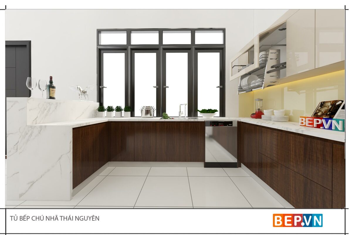 Tủ bếp Acrylic chữ G gia đình chú Nhã - Hình ảnh 4