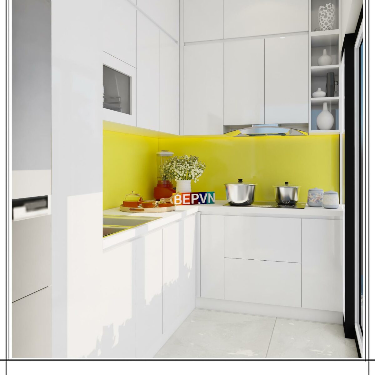 Tủ bếp Acrylic chữ L gia đình chị Thủy
