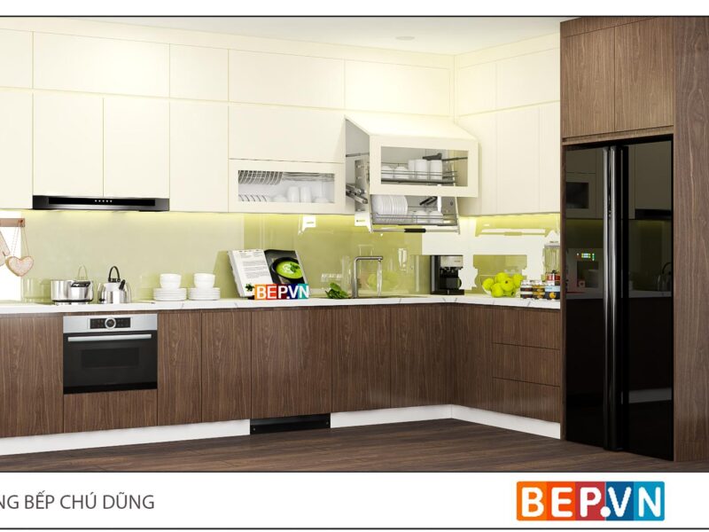 Tủ bếp Acrylic chữ L gia đình chú Dũng - Lạc Trung