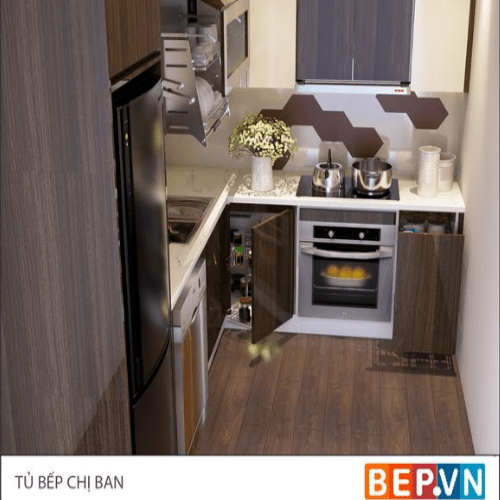 Thiết kế tủ bếp Acrylic rẻ nhẹ túi tiền cho mọi gia đình.