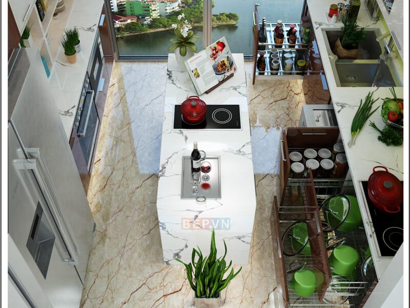 Alternative view of Tủ bếp song song có bàn đảo gia đình anh Việt
