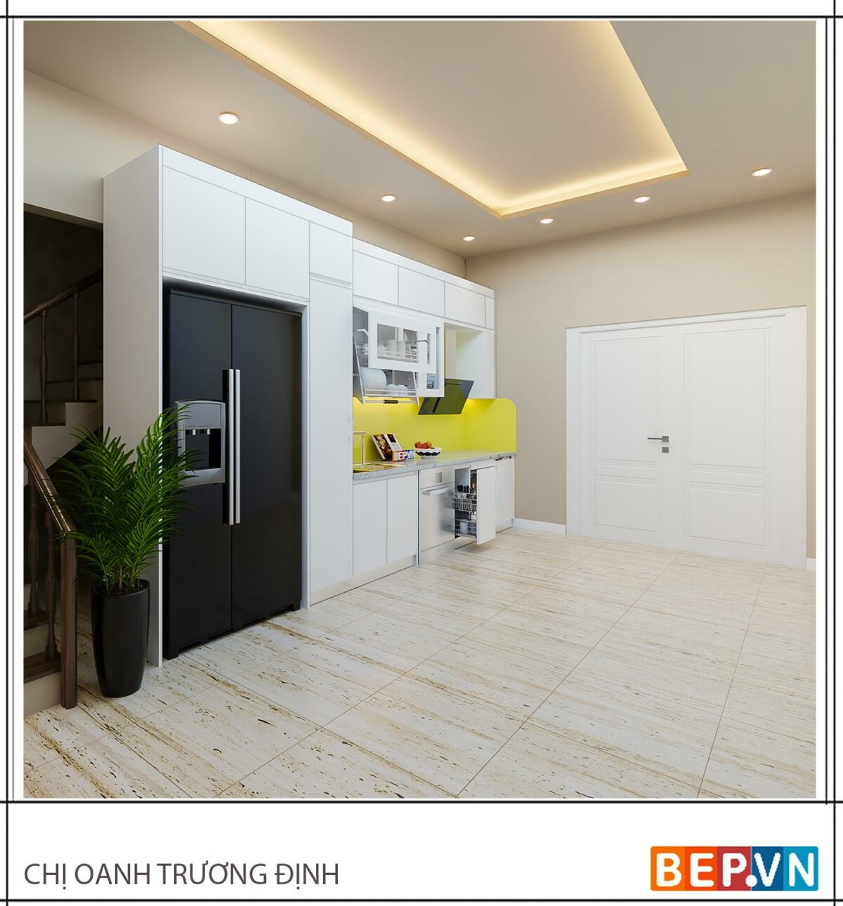 Tủ bếp Acrylic thẳng gia đình chị Oanh - Hình ảnh 2