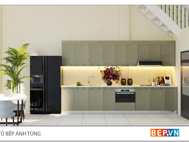 Tủ bếp Acrylic thẳng gia đình anh Tùng