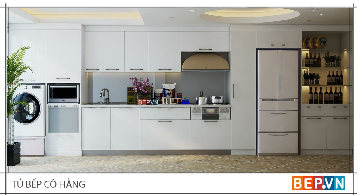Tủ bếp Acrylic thẳng gia đình cô Hương- Mã Mây