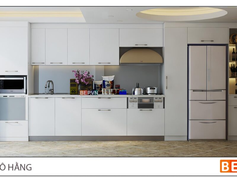 Tủ bếp Acrylic thẳng gia đình cô Hương- Mã Mây
