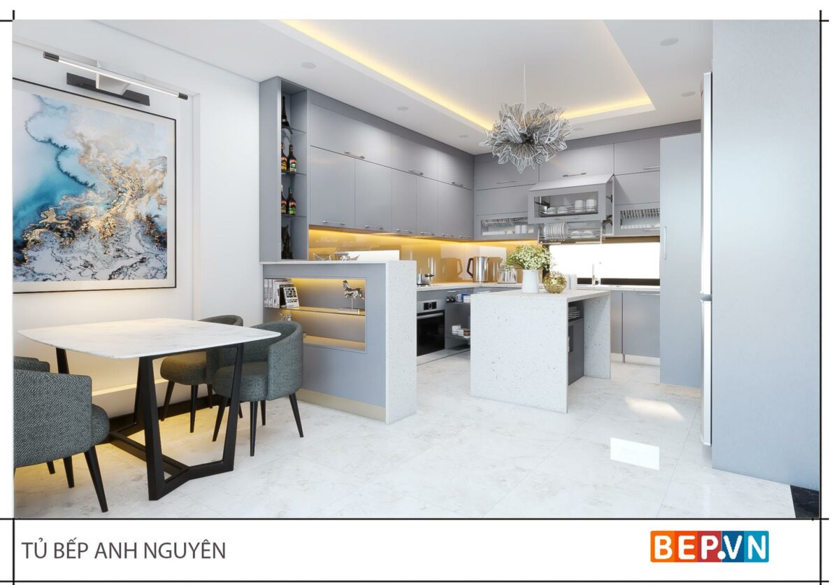 Thiết kế tủ bếp chữ U gia đình anh Nguyên - Hình ảnh 6