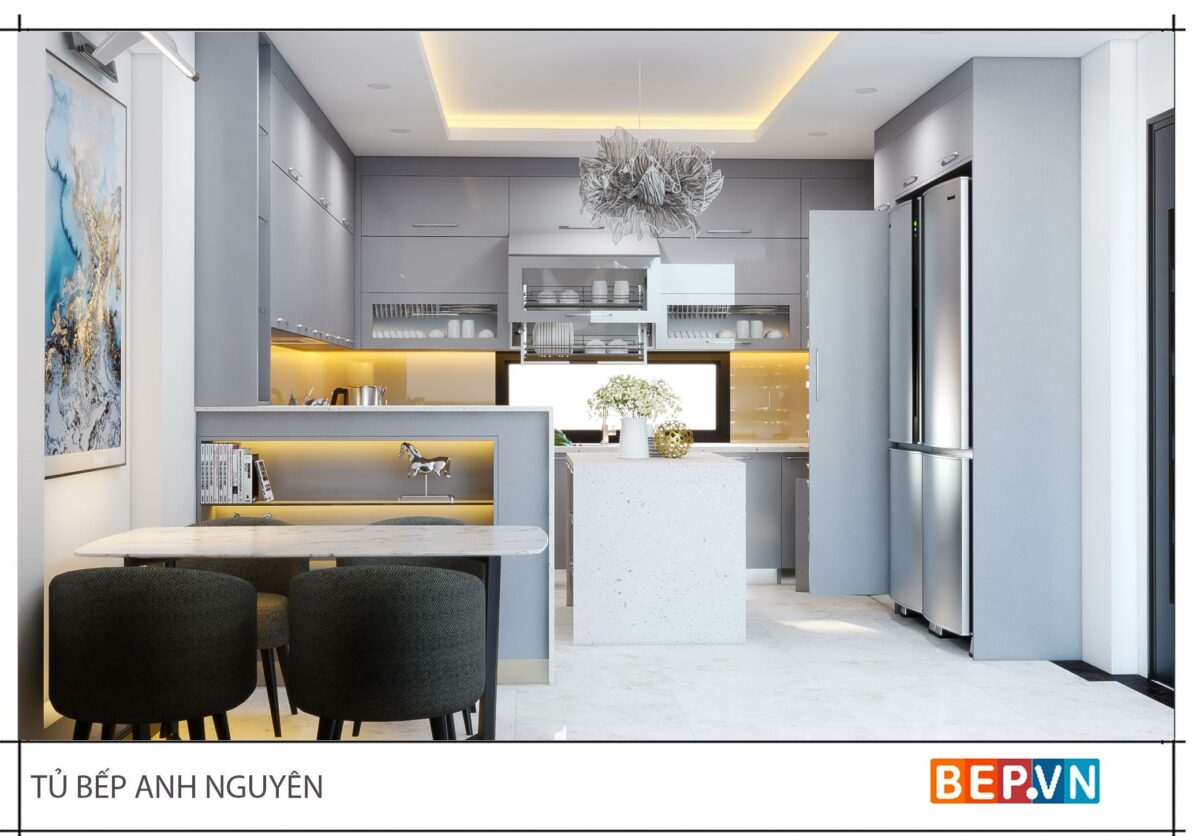 Thiết kế tủ bếp chữ U gia đình anh Nguyên - Hình ảnh 5
