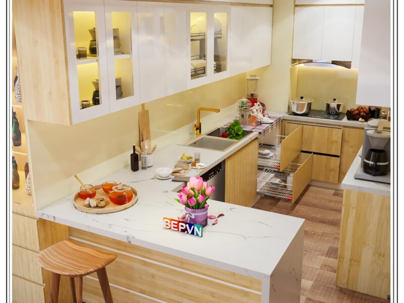 Tủ bếp chữ G gia đình anh Sơn