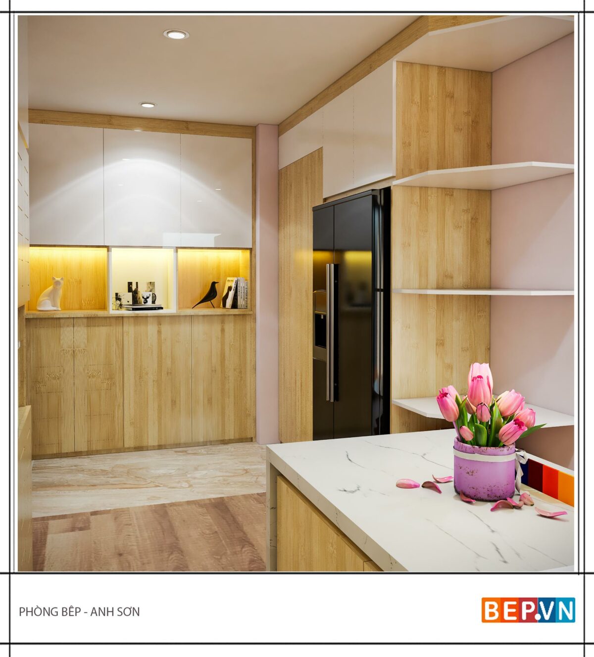 Tủ bếp chữ G gia đình anh Sơn - Hình ảnh 2