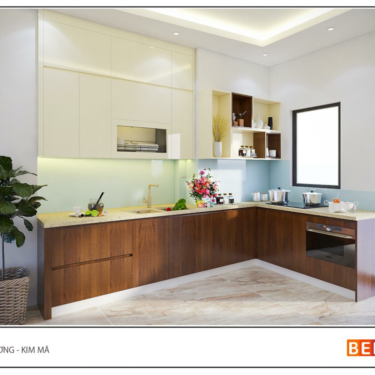 Tủ bếp Acrylic chữ L gia đình anh Dương