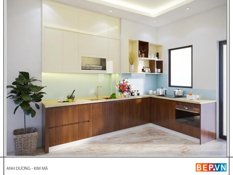 Tủ bếp Acrylic chữ L gia đình anh Dương