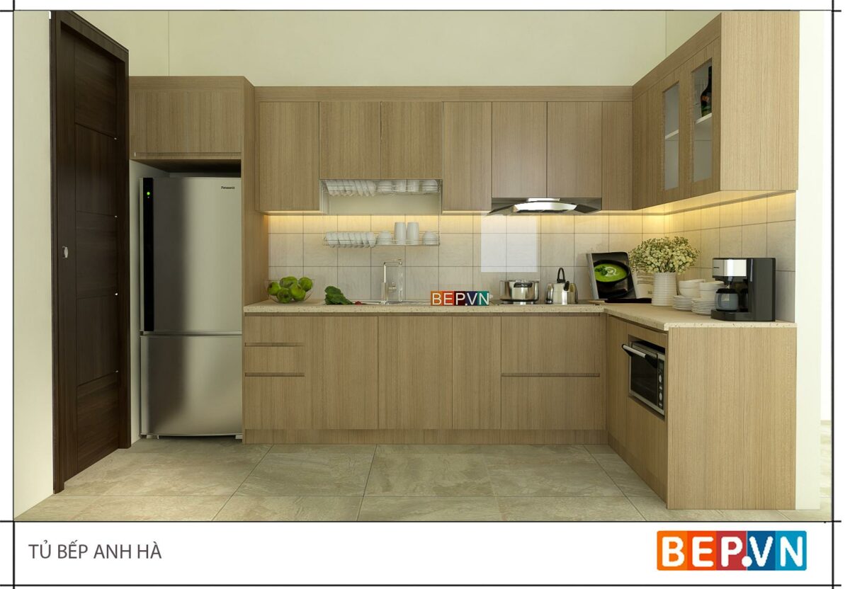 Tủ bếp LAMINATE chữ L anh Hà - Hình ảnh 2