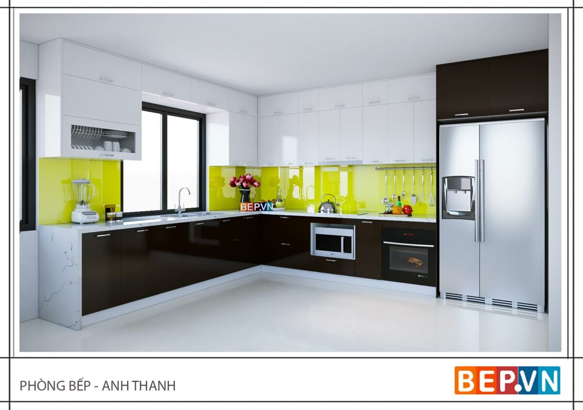 Tủ bếp Acrylic chữ L gia đình anh Thanh - Chùa Láng