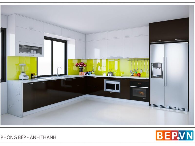 Tủ bếp Acrylic chữ L gia đình anh Thanh - Chùa Láng