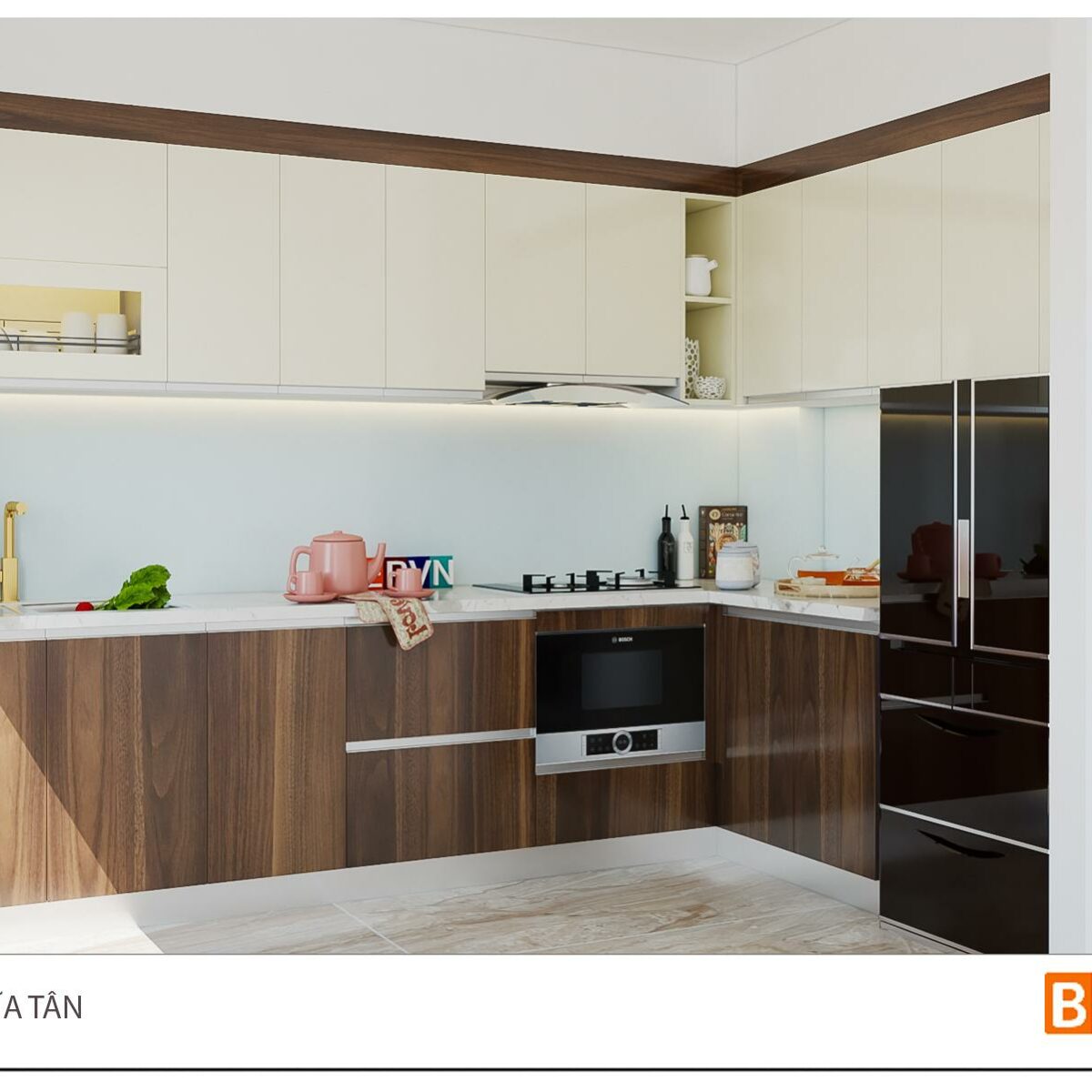 Tủ bếp chữ L gia đình chị Hải -Nghĩa Tân