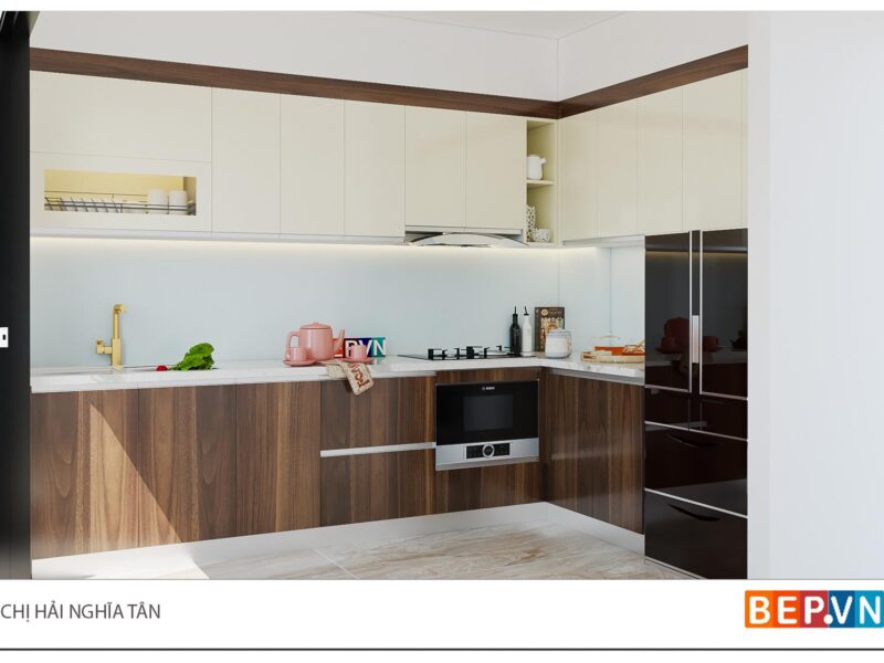 Tủ bếp chữ L gia đình chị Hải -Nghĩa Tân