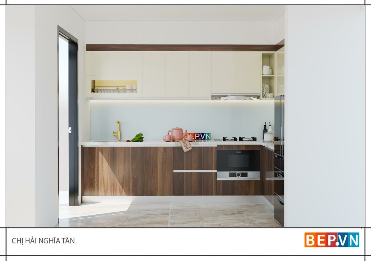 Tủ bếp chữ L gia đình chị Hải -Nghĩa Tân - Hình ảnh 3