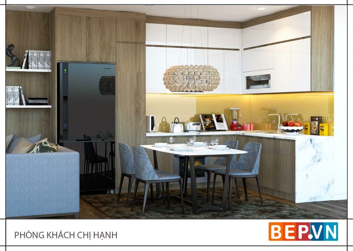 Tủ bếp chữ L gia đình chị Hạnh