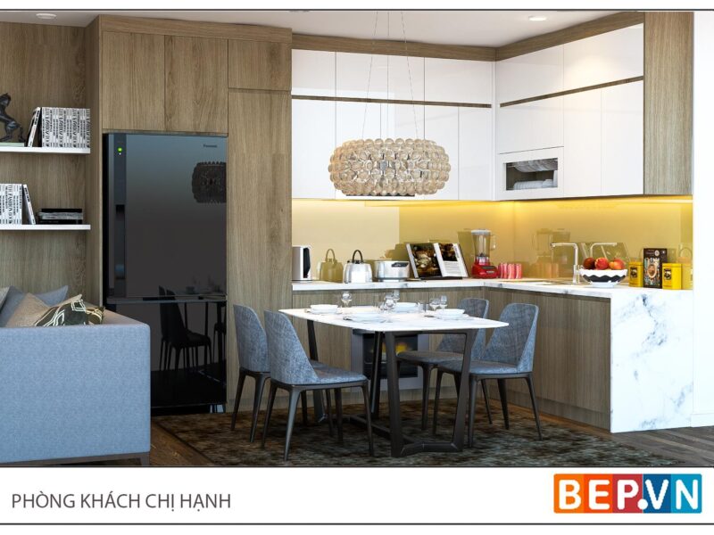 Tủ bếp chữ L gia đình chị Hạnh