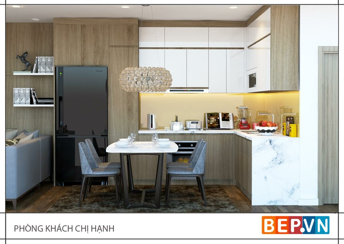 Tủ bếp chữ L gia đình chị Hạnh - Hình ảnh 2