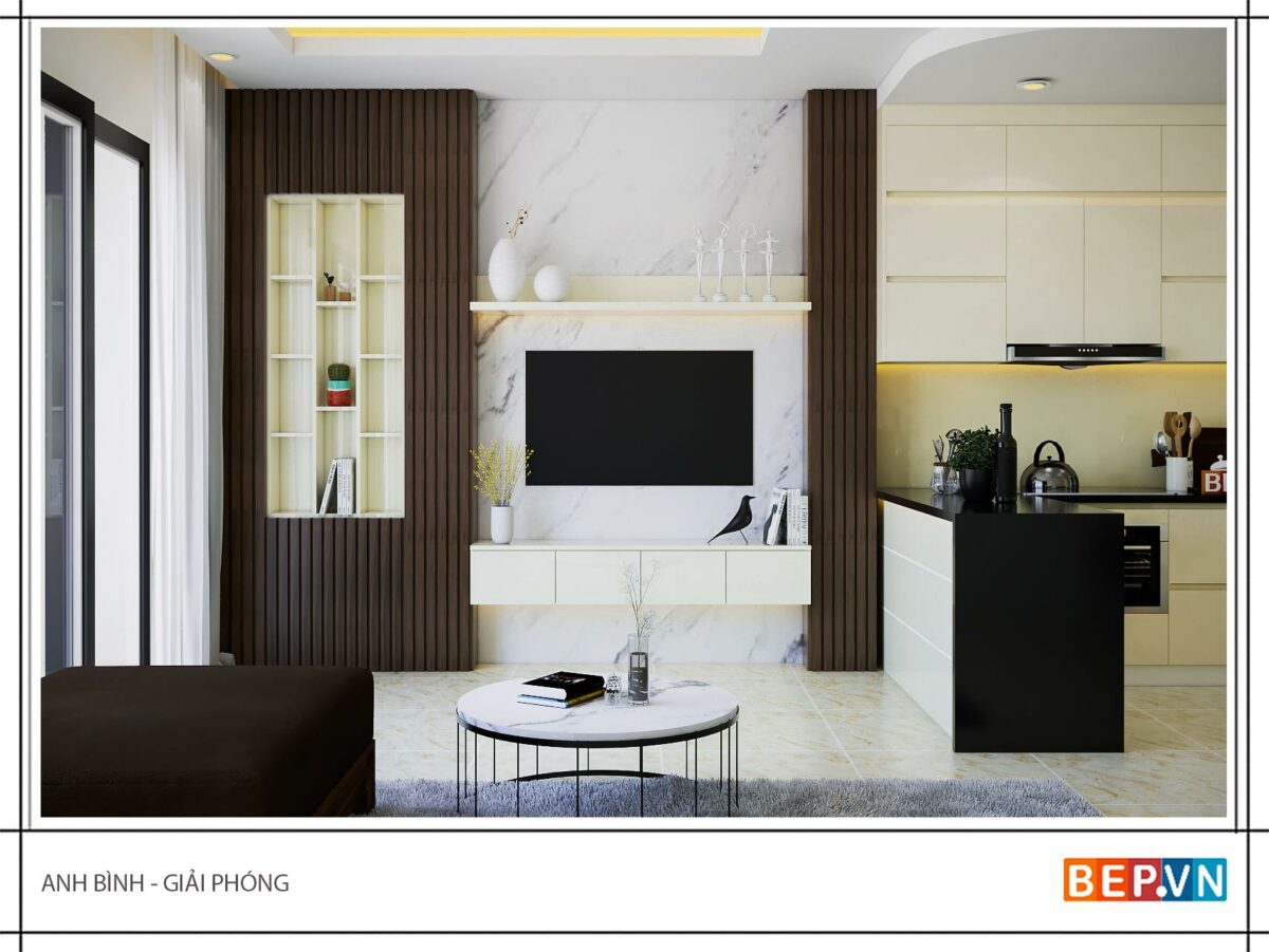 Tủ bếp Acrylic chữ L gia đình anh Bình - Hình ảnh 2