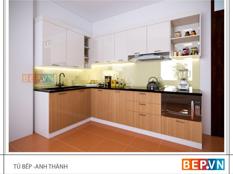 Tủ bếp chữ L gia đình anh Thành