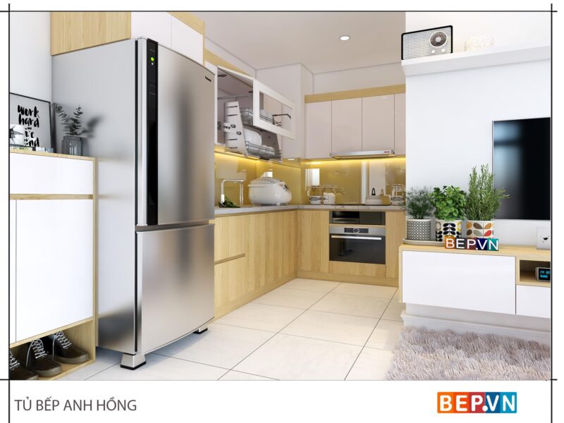 Tủ bếp chữ L gia đình anh Hồng