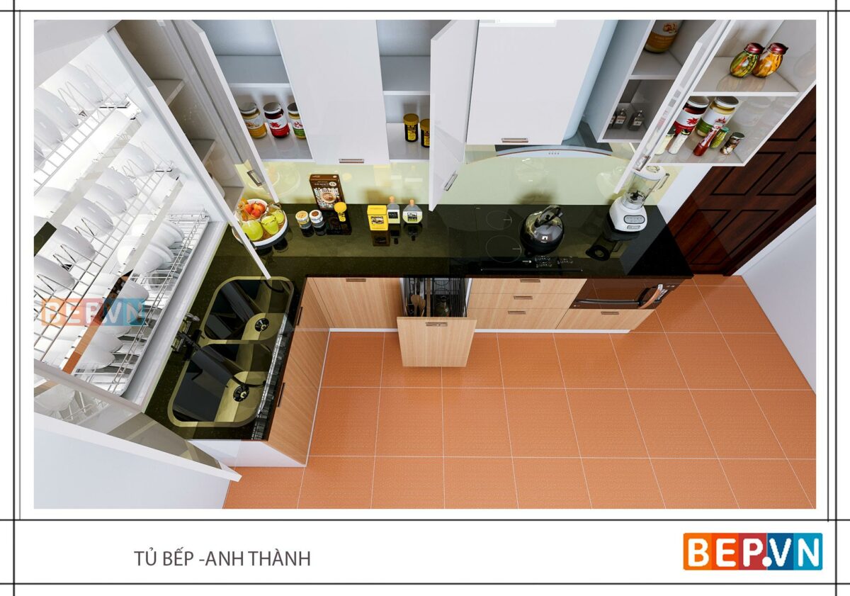 Tủ bếp chữ L gia đình anh Thành - Hình ảnh 3