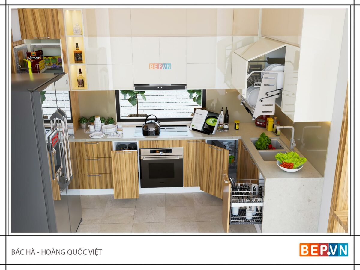 Tủ bếp chữ L gia đình bác Hà - Hoàng Quốc Việt - Hình ảnh 2