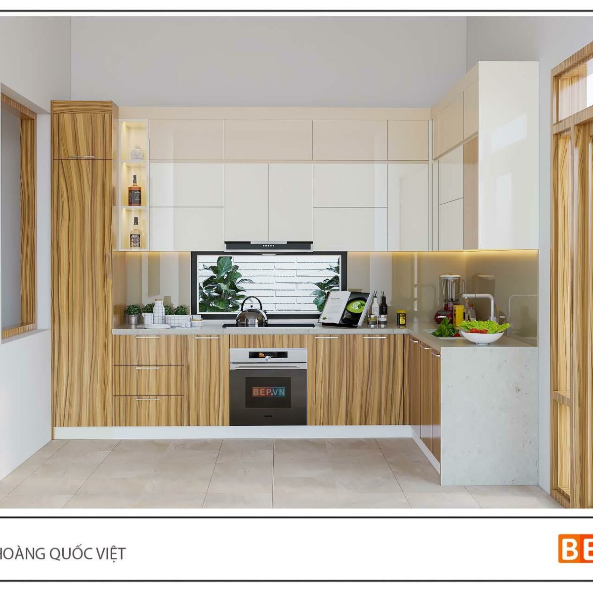 Tủ bếp chữ L gia đình bác Hà - Hoàng Quốc Việt